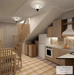 Kitchens In A Room With Stairs Photo