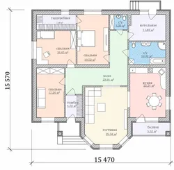 Design of one-story houses with three bedrooms