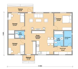 Design of one-story houses with three bedrooms