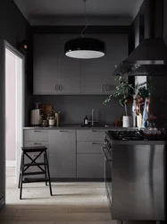 Small kitchen design in gray tones