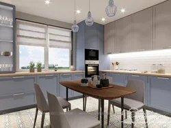 Kitchen living room with sink by the window in the house photo