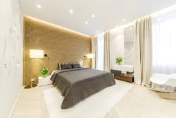 Lighting of suspended ceilings in the bedroom interior