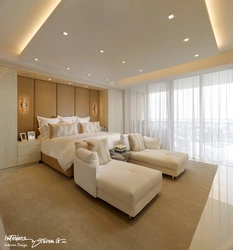 Lighting of suspended ceilings in the bedroom interior