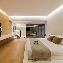 Lighting of suspended ceilings in the bedroom interior