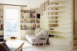 Books in the living room photos in the interior