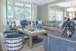 Gray Blue Sofa In The Living Room Interior