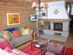 Living room design in a house with a stove