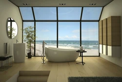 Bathroom design with panoramic window