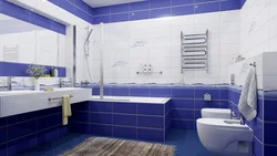 Photo of blue and white bathroom