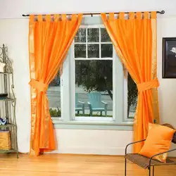 Оранжевая кухня какие шторы фото