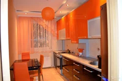 Оранжевая кухня какие шторы фото