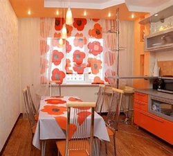 Оранжевая кухня какие шторы фото