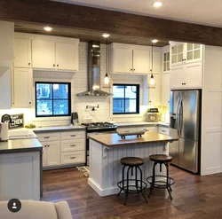 Kitchen design with one window and island