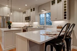 Kitchen design with one window and island
