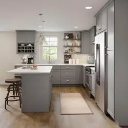 Kitchen design with one window and island