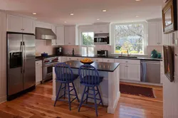 Kitchen design with one window and island