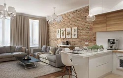 Photo Beige Kitchen Living Room