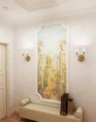 Frescoes on the wall in the hallway interior