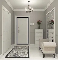 Gray doors in the hallway interior photo