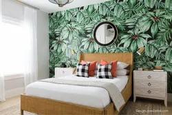 Photo wallpaper in the bedroom above the bed design photo
