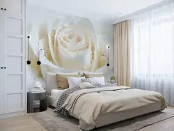 Photo wallpaper in the bedroom above the bed design photo
