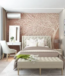 Photo wallpaper in the bedroom above the bed design photo