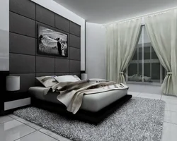 Bedroom design in black and gray tones