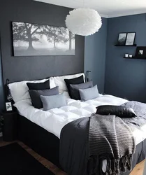 Bedroom design in black and gray tones