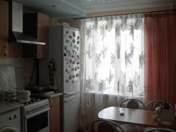 Curtains in the kitchen in Khrushchev photo