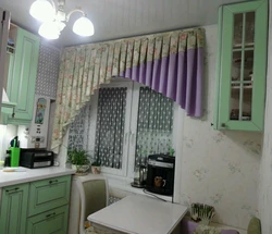 Curtains in the kitchen in Khrushchev photo