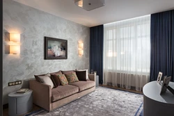 Modern design of walls in an apartment with plaster