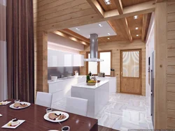Kitchen Living Room Made Of Timber Interior