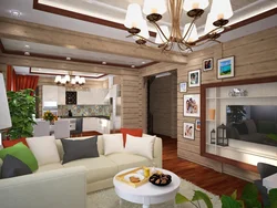 Kitchen Living Room Made Of Timber Interior