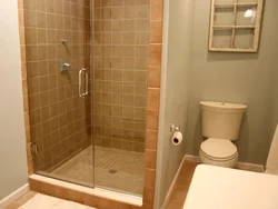 Shower corner in a small bathroom real photos