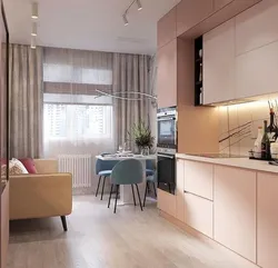 Kitchen project photo 14 sq m with sofa photo