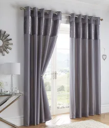 Curtains with eyelets in the bedroom interior photo