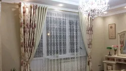 Curtains with eyelets in the bedroom interior photo