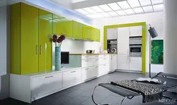 Green refrigerator in the kitchen photo