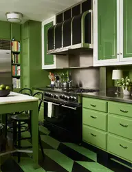 Green refrigerator in the kitchen photo