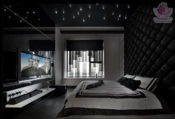 Bedroom design in black tone photo