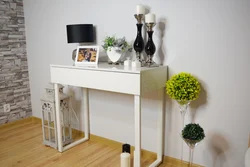 Photo console table in the hallway