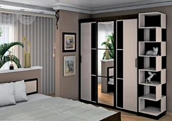 Section of wardrobes in the bedroom photo