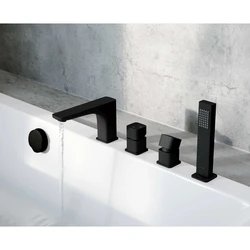 Black Bathtub Faucets In The Interior Photo