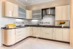 Cream-colored kitchen in the interior