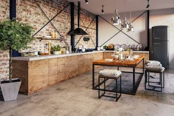 DIY loft uslubidagi oshxona dizayni