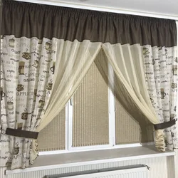 Фото шторы на кухню короткие цветы