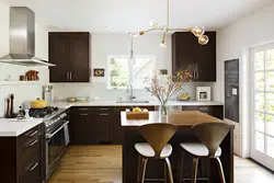 Brown window in the kitchen interior