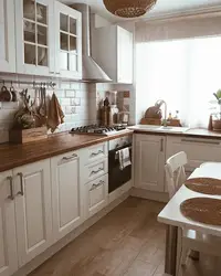 Brown window in the kitchen interior