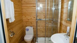 Bathroom in the country design photo with shower