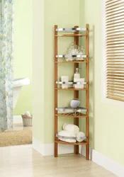 Bathroom floor shelves photo